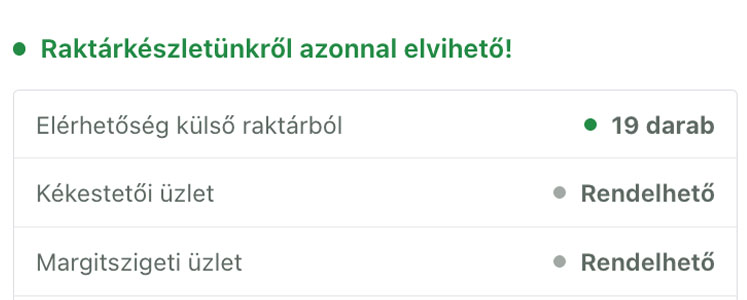 Nagykereskedő, importőr készlete is látszik a webáruházban