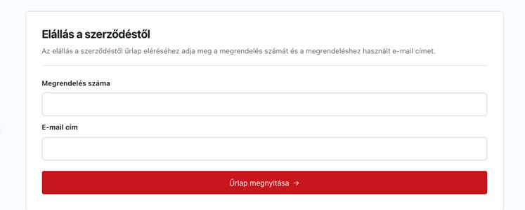 Online elállás űrlap