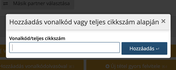 Gyorsabb tételfelvitel: vonalkód, teljes cikkszám és billentyűparancsok
